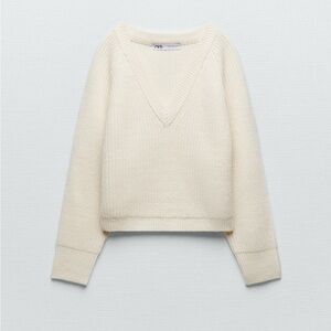NWT ZARA CROPPED SWEATER ECRU M